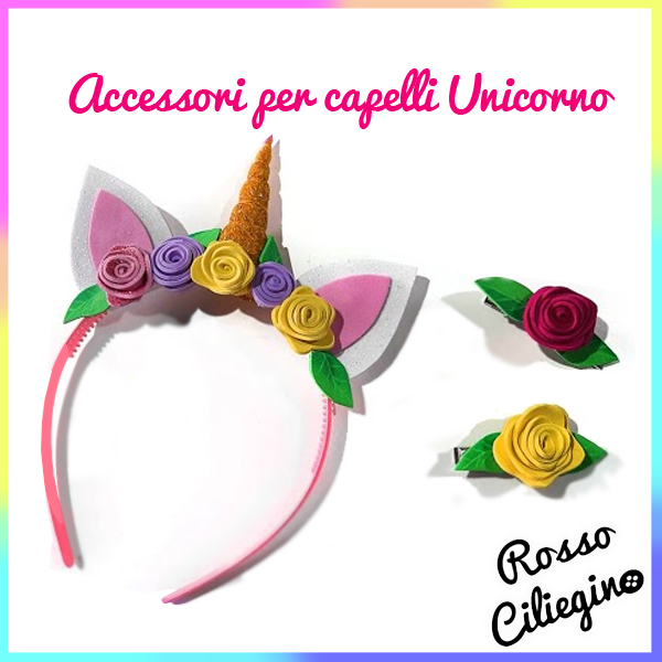 Cerchietto e fermagli Unicorno in gomma eva