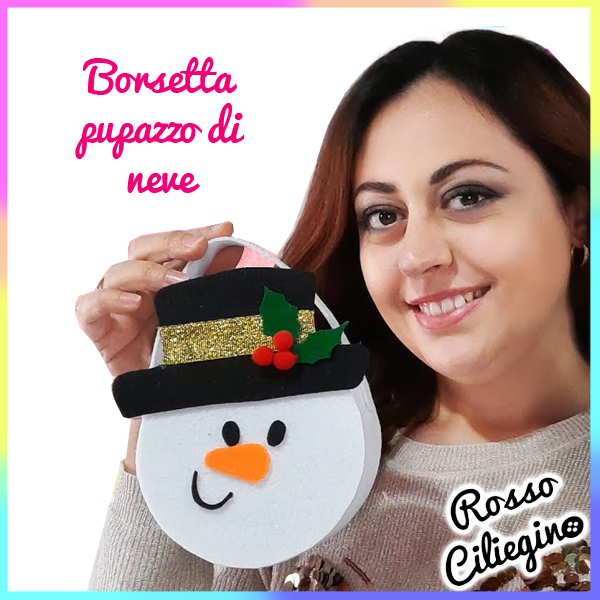 Borsetta porta cioccolatini in feltro pupazzo di neve