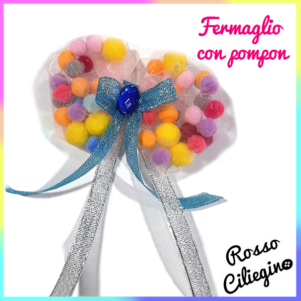 Fermaglio di Carnevale con pompon colorati