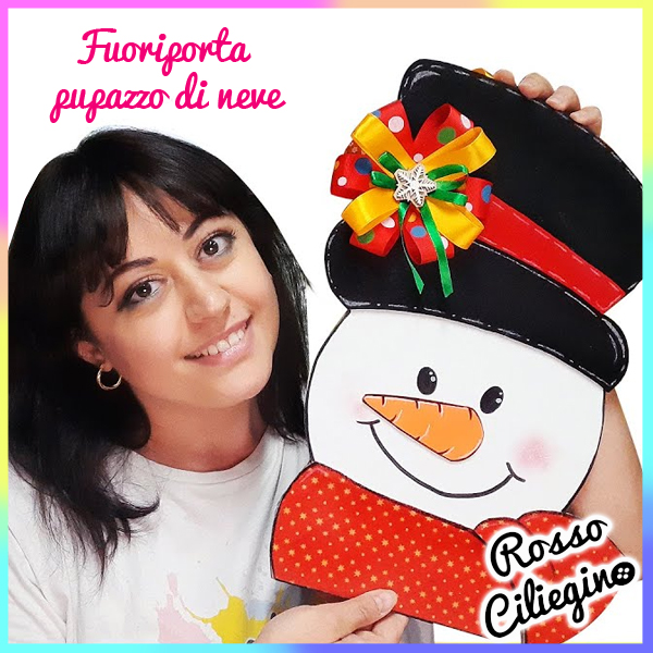 Fuoriporta Pupazzo di Neve con riciclo di cartone