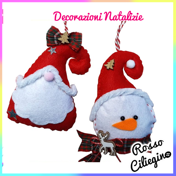 Babbo Natale e Pupazzo di Neve da appendere all’albero di Natale