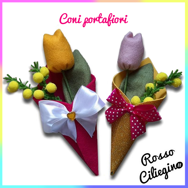 Cono porta tulipani con stelo in pannolenci