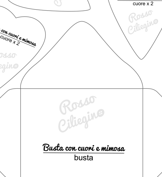 Busta con cuori e mimosa