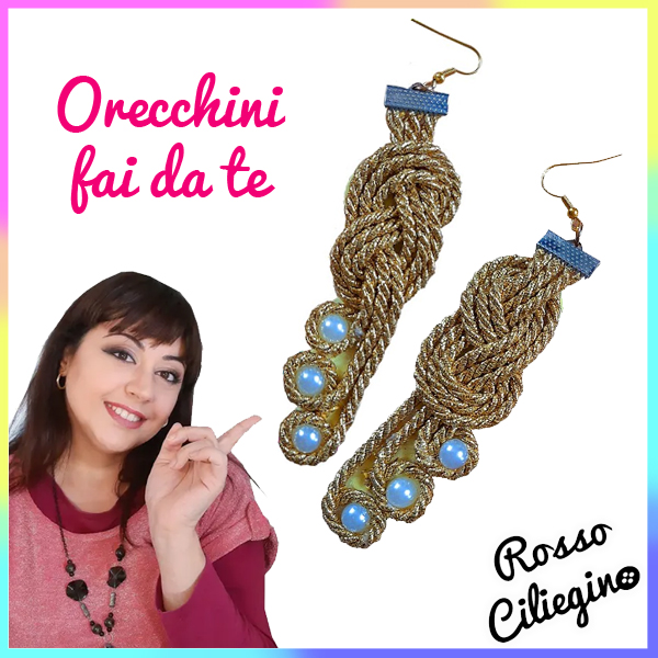 Orecchini con un cordoncino dorato