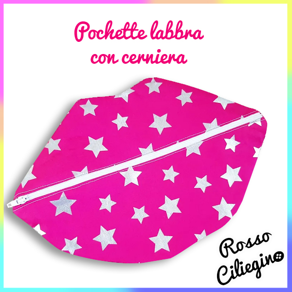 Pochette con cerniera a forma di labbra